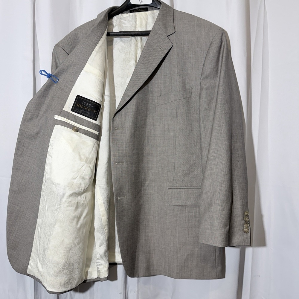 Jos A Bank Reserve Blazer Mens 54R Gray/Tan? Tollegno 1900 Wool Sport Coat